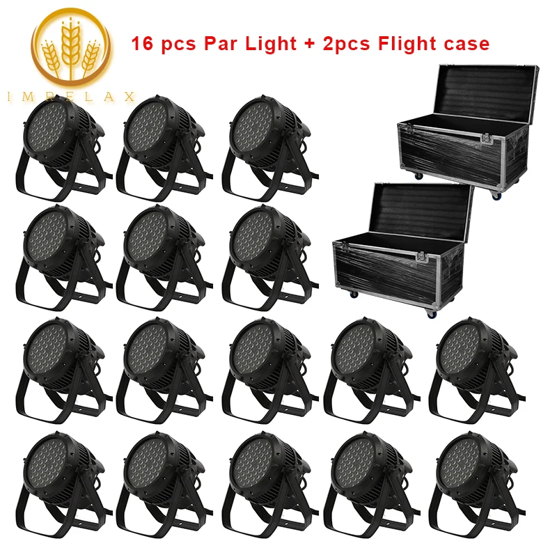 

IMRELAX 16pcs Waterproof 54x3w RGBW 4in1 LED Par Light With Flight Case Package Stage Lighting Effect Par Can Lights Stage Disco