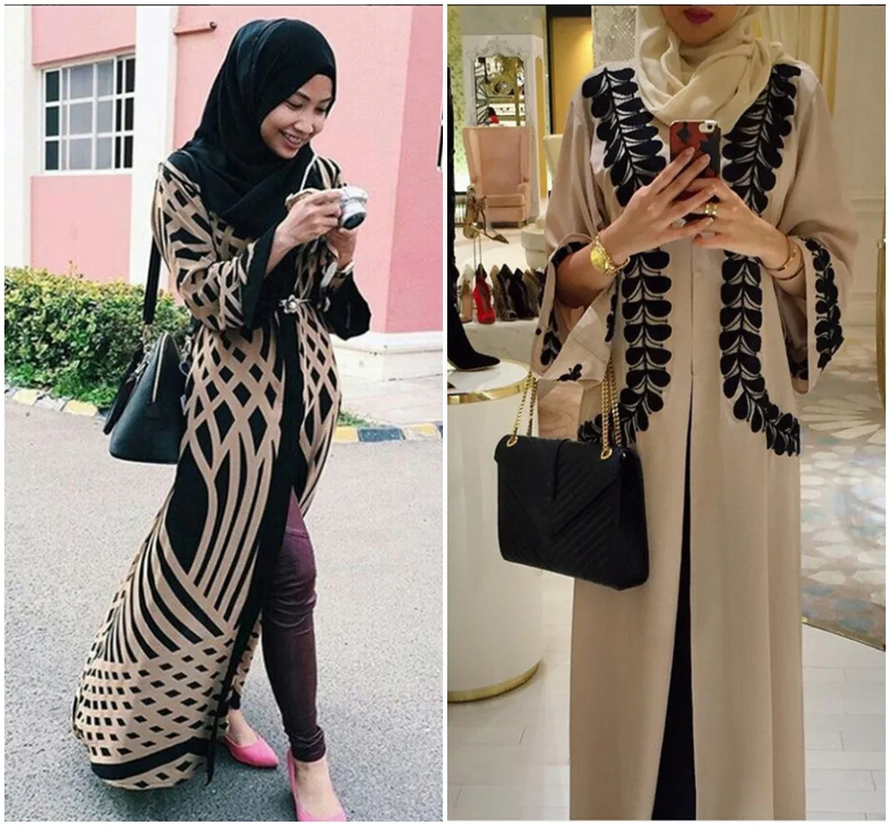 

2017 new Adult Casual Robe Musulmane Turkish Printed Abaya Muslim Dress Cardigan Robes Arab Worship Service D108 D109