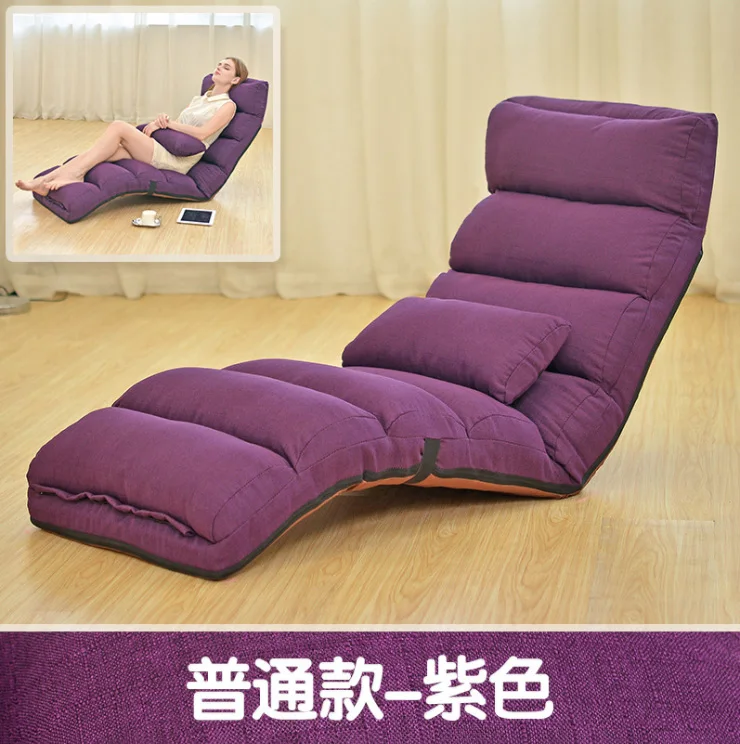 Lazy sofa single balcony bedroom chair Japanese folding multifunctional Lounge chair tatami Creative casual floor chair - Цвет: Purple(205x56x20cm)