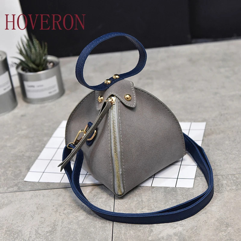 

2019 new fashion ladies handbag personality frosted triangle bag contrast color shoulder bag mini slung small bag purses