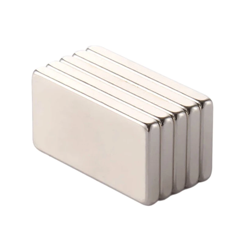5 шт. 20X10X2 мм супер мощный небольшой Неодимовый магнит блок постоянный N35 Ndfeb сильные кубовидные магнитные магниты на холодильник - Цвет: Silver