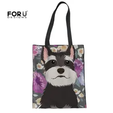 FORUDESIGNS Шнауцер многоразовые сумки мультфильм милая собака печать Для женщин многоразовые Бакалея Сумка Высокое качество складные сумки