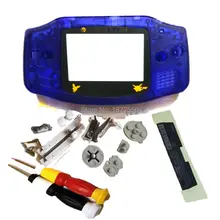 Полный комплект прозрачный синий Goldren аниме объектив пластиковый корпус на замену подходит для NitendoGBAGameboyAdvanceX/Y отвертки