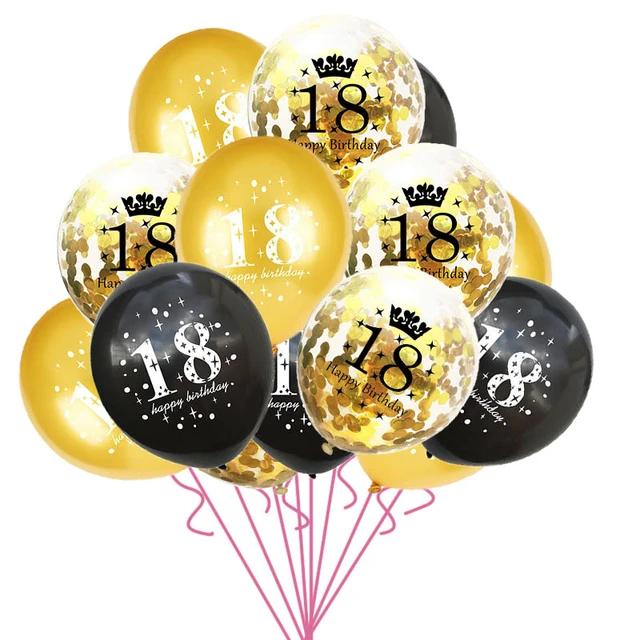 15 pièces/ensemble 18th joyeux anniversaire ballon décor or argent  confettis Latex ballons pour 18 ans anniversaire célébrer la décoration -  AliExpress