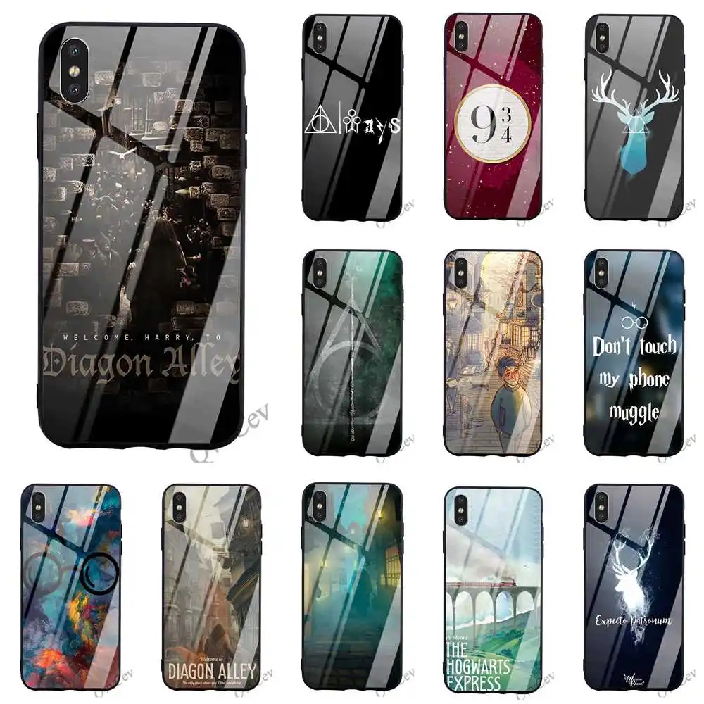 

Hybrid Welcome to Diagon Tempered Glass Phone Cover for iPhone 6S Plus Case 8 XR X 7 6 5 5S SE Xs Max Cases