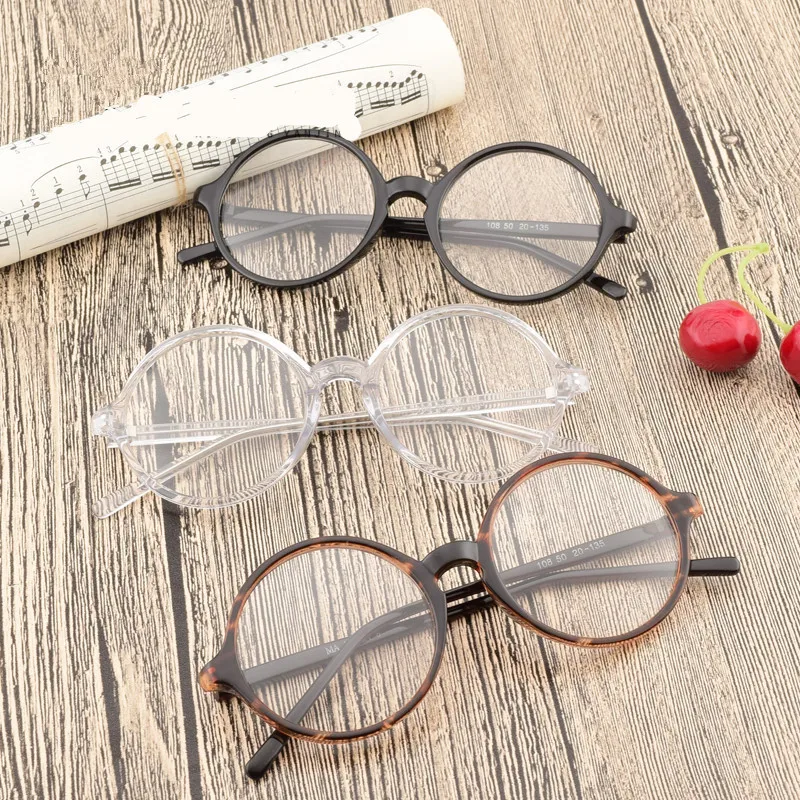 

7 Sizes Retro Round Decoration Glasses Frame Kids Adult Oversized Face Eyewear Frame with 0 Clear Lenses 43/45/47/50/52/54/58