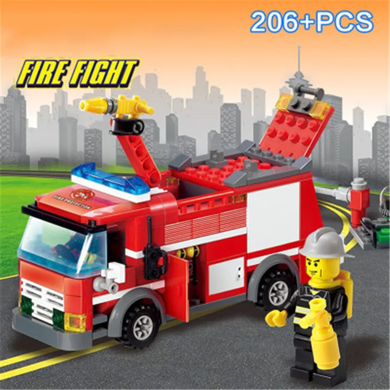 

KAZI 8054 Fire Rescue Engine Truck Building Blocks 206pcs Educational DIY Construction Bricks Intelligent Toys For Children