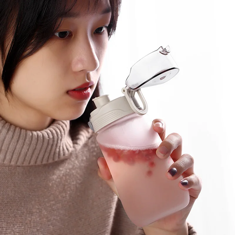 

450ML Plastic Cup Portable Scrub Space Cup Creative Sports Water Bottle Straight Drinking Cup BPA FREE
