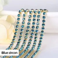 3yards/piece 17colors glass crystal Rhinestones chain, Gold bottom sew on Cup Chains For diy Sewing Clothes Accessories