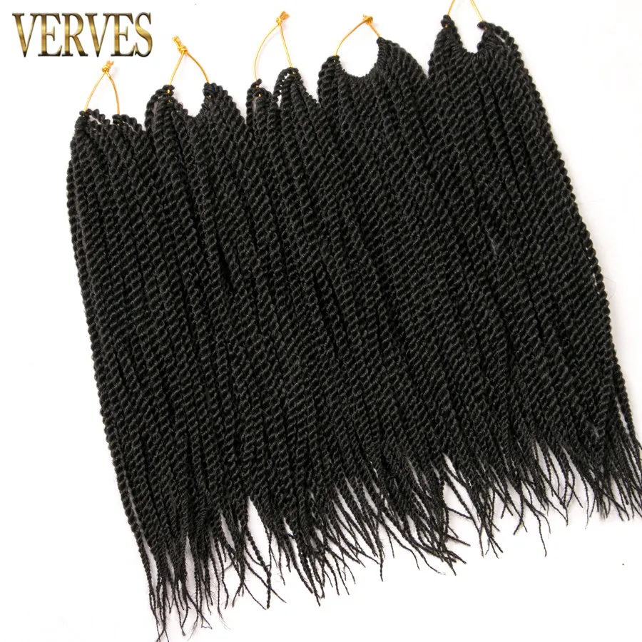 

12 pack 12 inch 30 Strands/pack Crotchet Braids VERVES synthetic Braiding Hair Extensions Senegalese Twist hair 45g/pack black