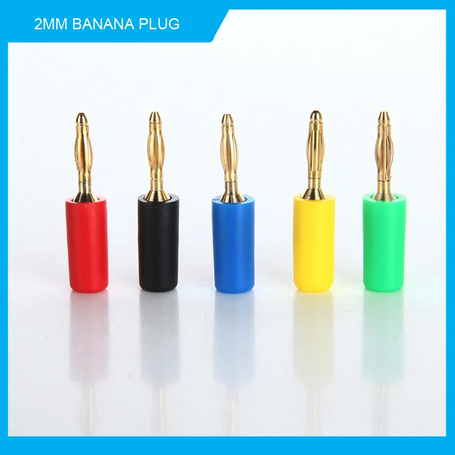 2pcs/lot 2mm Gold Plated Banana Plug 10A Welding Type Experimental Test