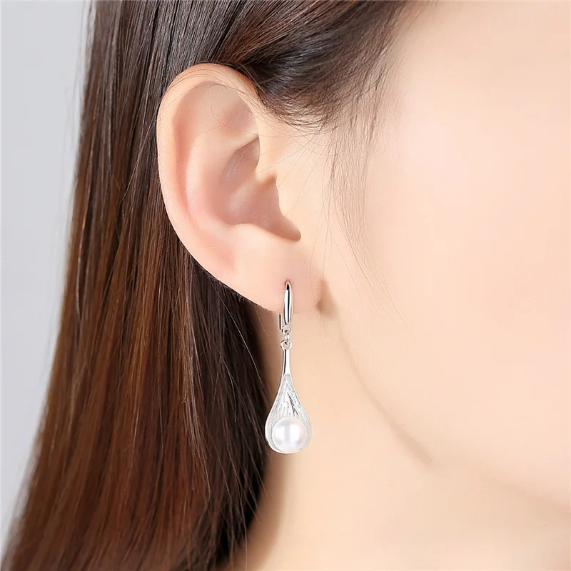 Classic 925 sterling silver Pearl Stud Earring Sweet Earrings For Women Prom korea Jewelry kolczyki oorbellen pendientes