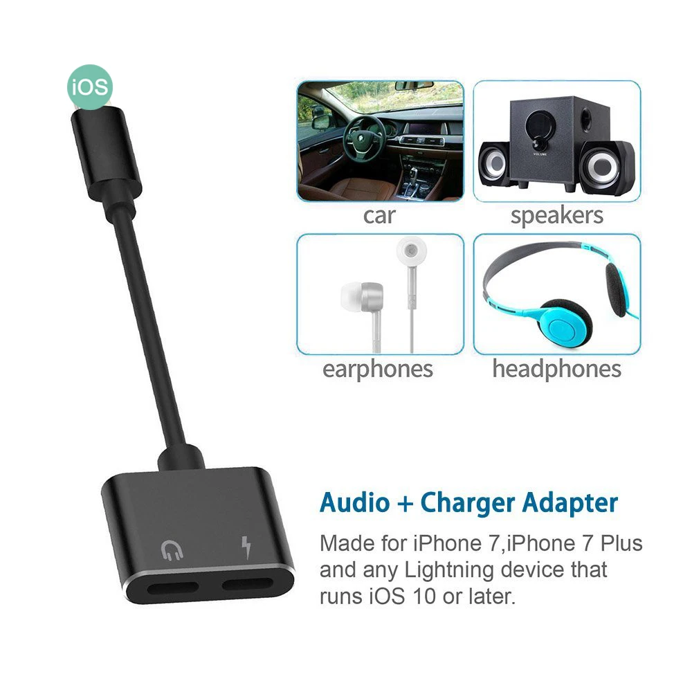 Untoom 2 in 1 For Lightning Audio Adapter For iPhone7 8 X Xs Xr Charging Adapter iOS Charger Splitter Earphone Headphone Adapter Untoom 2 in 1 For Lightning Audio Adapter For iPhone7 8 X Xs Xr Charging Adapter iOS Charger Splitter Earphone Headphone Adapter