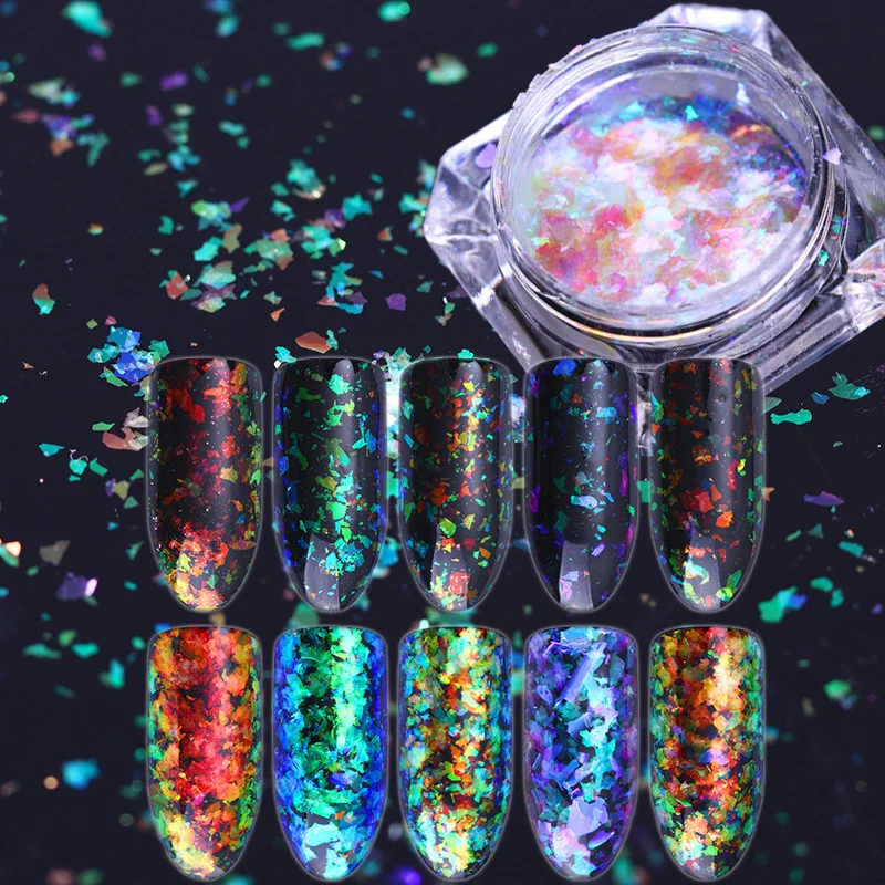 5Pcs Chameleon Cloud Paillette Nail Flakes Powder Iridescent Irregular Sequins DIY Gel Polish Decoration | Красота и здоровье