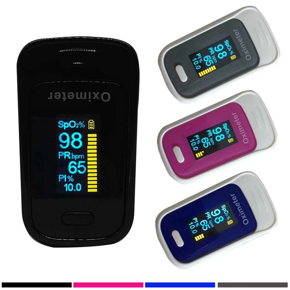 

10 pieces/lot 3 parameters 4 color Alarm Setting Oximeter SPO2 PR Perfusion index Fingertip Pulse Oximeter Blood Oxygen SpO2