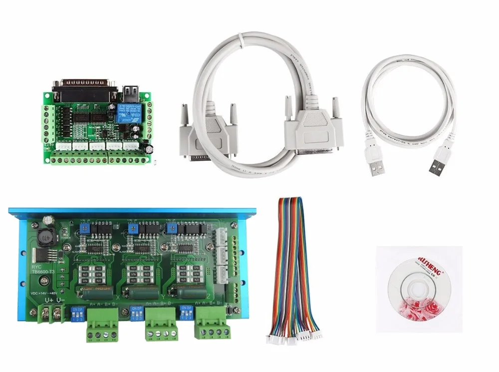 Маршрутизатор с ЧПУ 3 оси комплект, TB6600 3 оси драйвер шагового двигателя+ mach3 5 оси breakout board+ 3 шт. nema23 270oz-in мотор+ блок питания