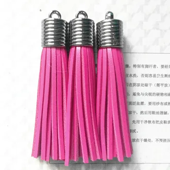 

100pcs/lot DIY Jewelry Accessories Leather Tassel Gun Black Cap Tassel Long Keychains Earrings Charming Pendant 14 Colors 12pcs