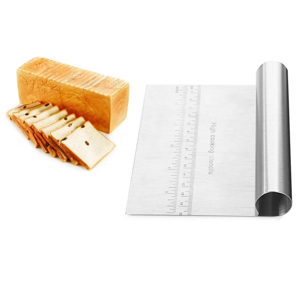 

Stainless Steel Pizza Dough Scraper Cutter Kitchen Flour Pastry Cake Tool