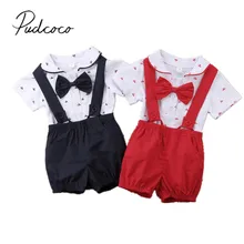 Brand New Gentalman Newborn Kid Baby Boy Outfit Clothes Jumpsuit Bodysuit+Pants Overall 2Pcs Set Children Summer Clothing
