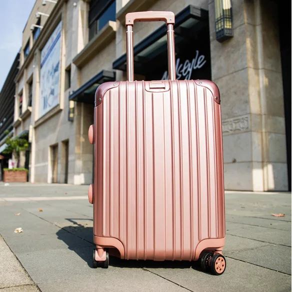 rose gold luggage bag