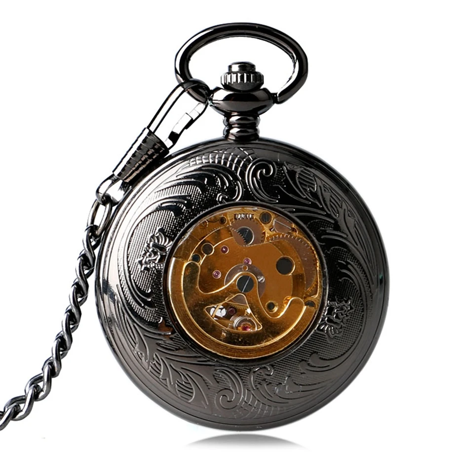 Лидер продаж Роскошные автоматические механические карманные часы Прозрачный Стекло Подарочный Для женщин Для мужчин стимпанк