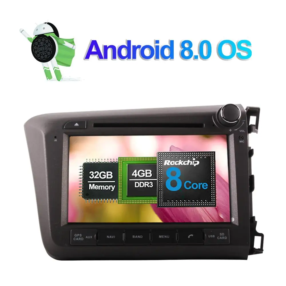 Cheap 4GB RAM Android 7.1/8.0 Octa Core Car GPS Navigation For Honda Civic Right Hand Driving 2012 2013 DVD Multimedia Player WIFI 3G 2