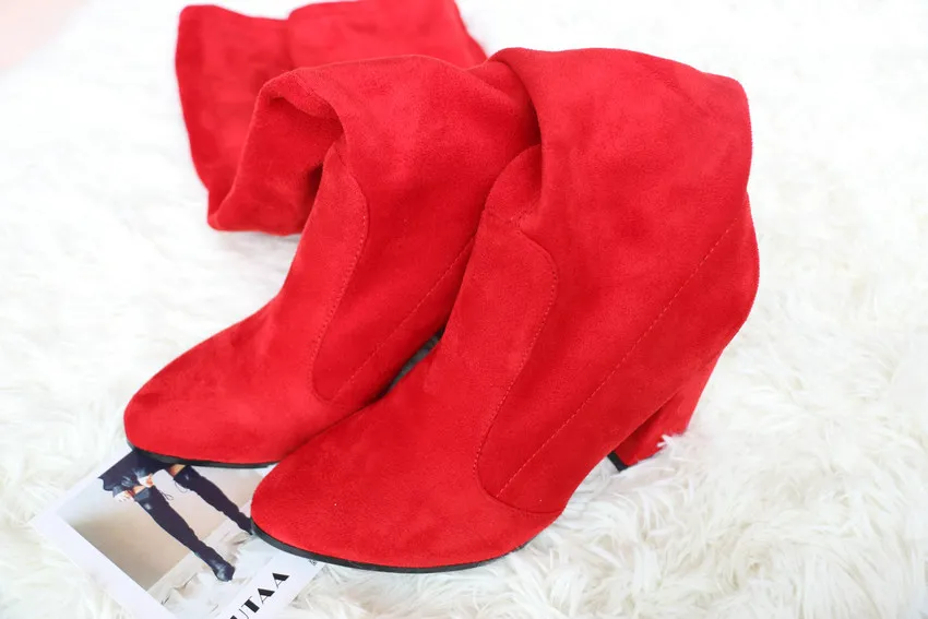 QUTAA г. Женские Сапоги выше колена модная универсальная зимняя обувь с острым носком Элегантные Универсальные женские сапоги размер 34-43