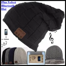 Wireless Bluetooth 3.0V Beanie Knitted Plus Velvet Winter Hat Headset Speaker Mic Hand-free Music Mp3 Magic Sport Smart Cap sport wireless bluetooth headset music hat colorful smart cap headphones beanie warm winter hat with speaker mic earphones
