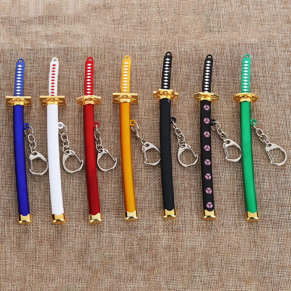 

1PCs Unisex Metal Anime Naruto Keychains Jewelry Zoro Katana Buckle Game Model Sabre Samurai Sword Key Chain Scabbard Key Ring