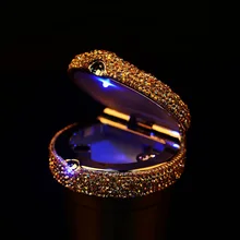 ALLGT High Classic Silver White Car Ashtray with Blue LED Light Great Styling Gift for Men and Women