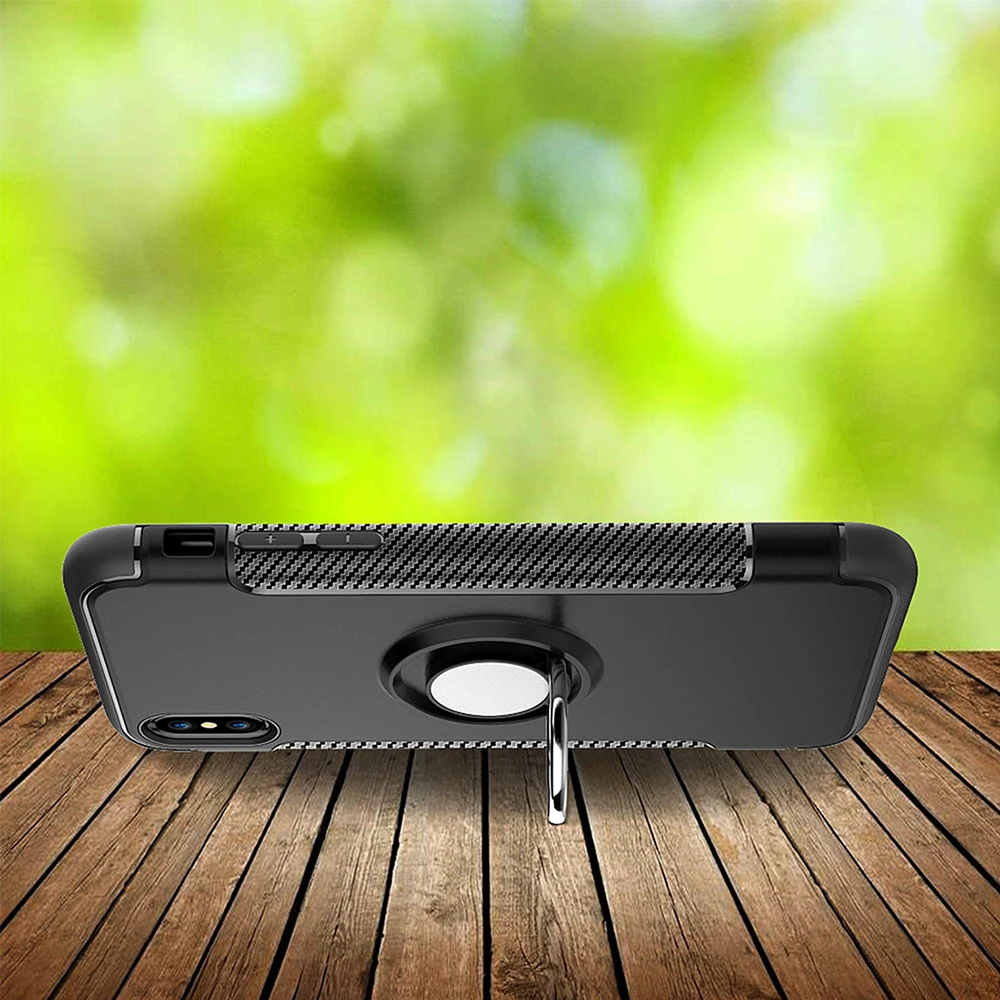 

Luxury Armor Case For iPhone 6 6S 7 8 Plus Stand Shockproof Finger Ring Cover For iPhone XS Max XR X 5 5S SE TPU+ PC Case