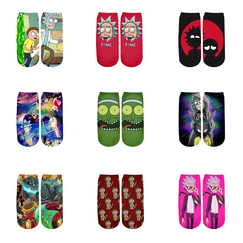 Тапочки в виде персонажа аниме Рик и Морти Pickle короткие носки цветные колготки девочек ппартияные милые модные ботильоны Повседневное платье, носки Косплэй подарок