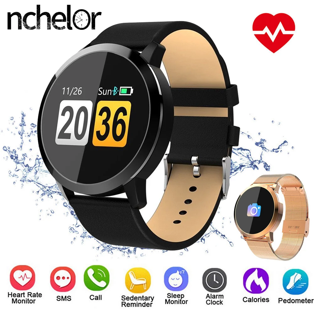 

Q8 Color Screen Bluetooth Smart Watch Stainless Steel Waterproof Wearable Device Smartwatch Wristwatch Men Women Fitness Tracker