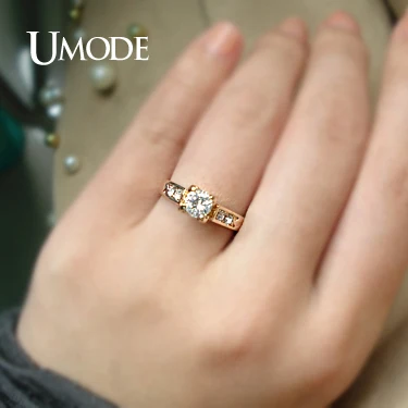 UMODE CZ обручальные кольца для женщин цвета розового золота обручальное кольцо ювелирные изделия Bijoux Bague Femme Anillos подарок AJR0006
