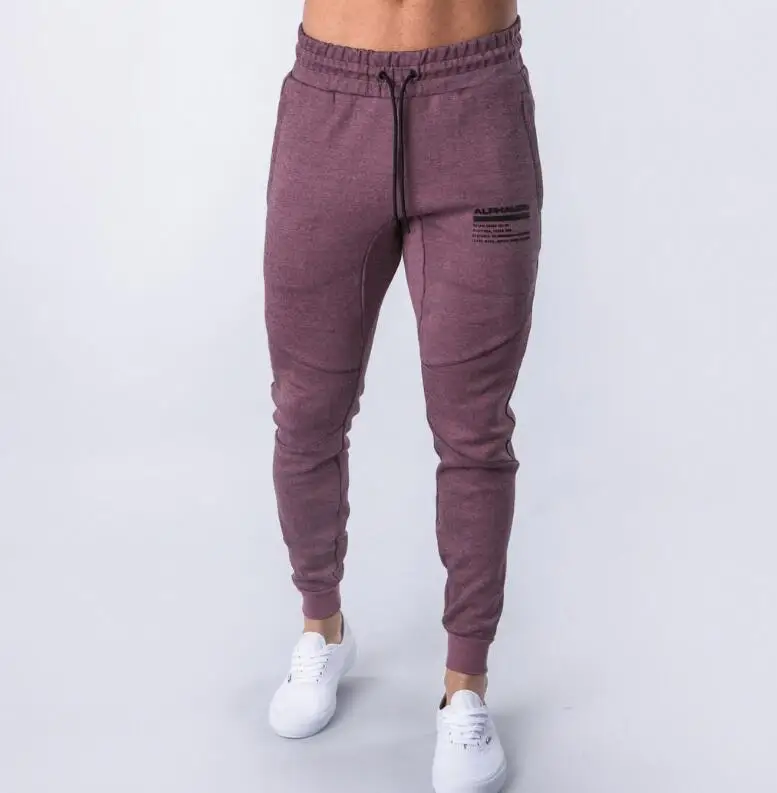 ALPHALETE брендовые осенне-зимние мужские спортивные штаны для фитнеса, модные хлопковые брюки-карандаш, брюки для бодибилдинга, высококачественные штаны для бега - Color: Purple