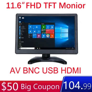

12 inch FHD Monitor 1920x1080 with AV VGA USB BNC HDMI 11.6 inch Display for CCTV Camera PC DVD Laptop