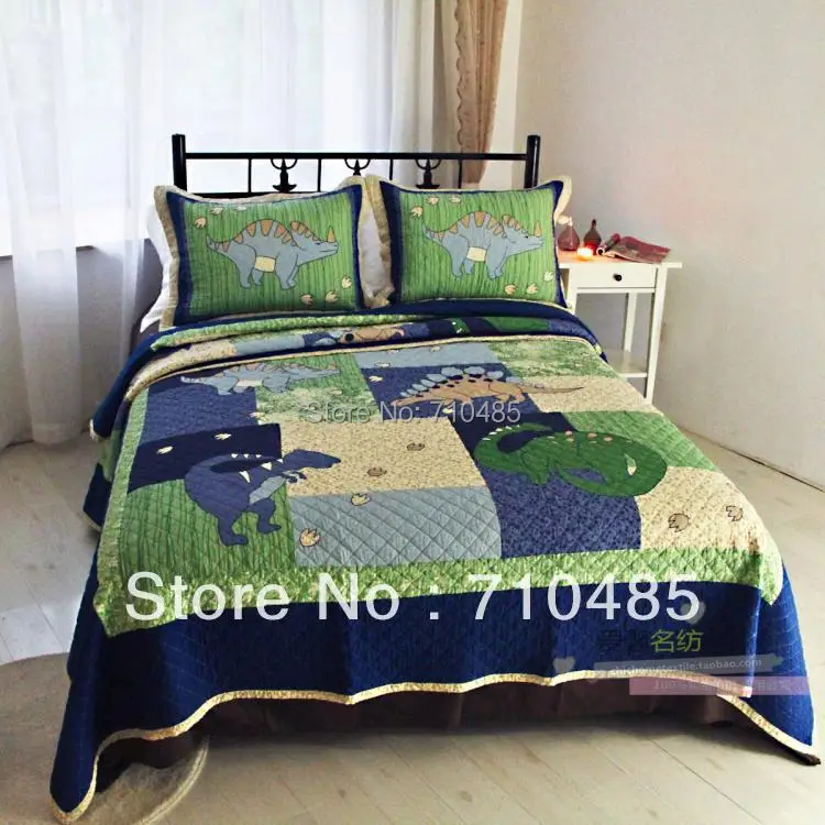 Free Shipping dinosaur bedding sets applique patchwork quilt full&queen