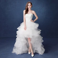 2019 nuevo Vestido De novia corto por delante largo sin tirantes Vestido De novia dulce con tren Vestido De novia personalizado Vestido De novia L