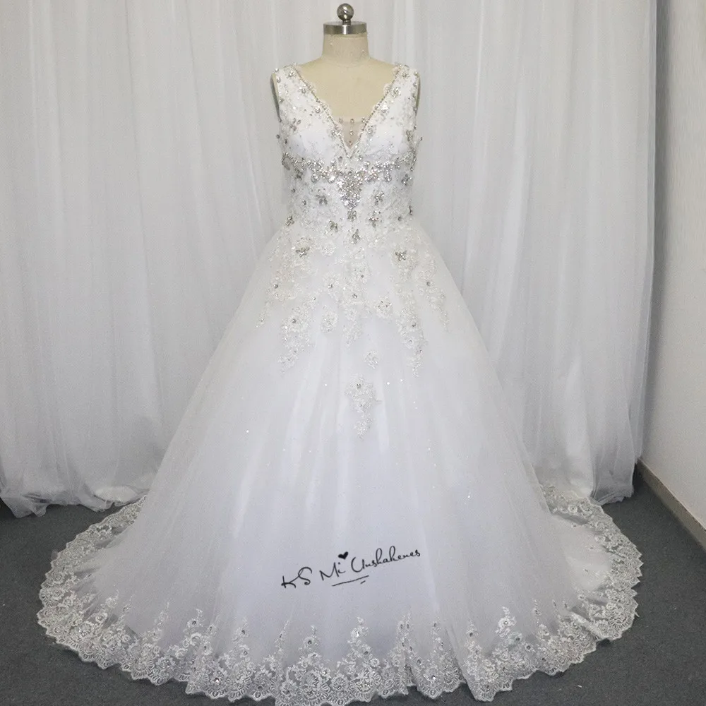 Vestidos De Noiva Plus Size Wedding Dresses Lace Rhinestones