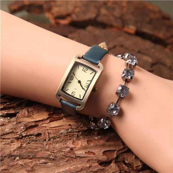 Лидер продаж женские часы-браслет женские кварцевые женские часы модные часы женские часы водонепроницаемые винтажные часы для девочек квадратные - Цвет: black