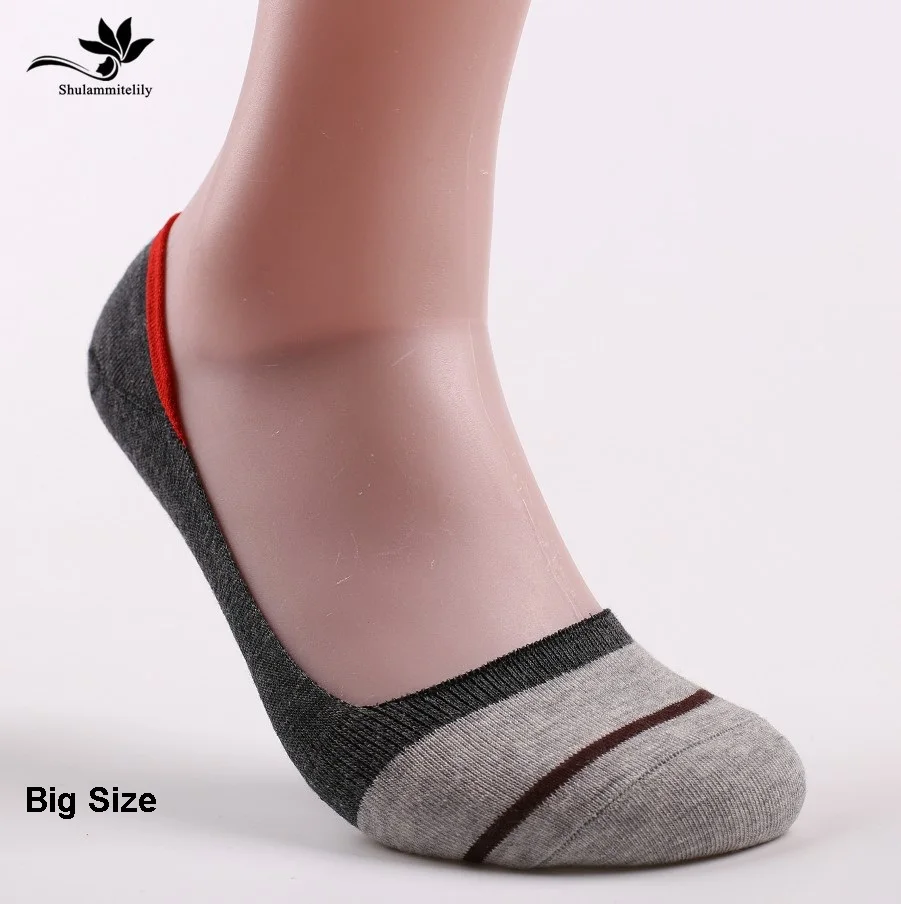 10Pairs Men plus big size Invisible Socks Low Cut Ankle Socks Men Male Casual Soft Cotton Non-slip Silicone Boat Sock EU43-47