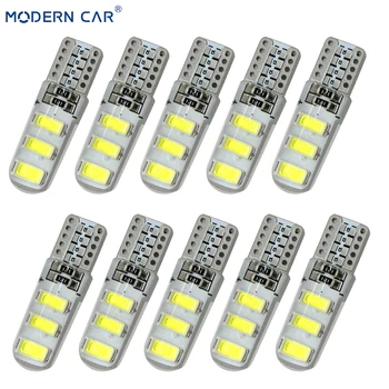 

MODERN CAR 10xT10 Silicone Case 6SMD 5630 LED Car Parking Dome Light T10 W5W 194 168 5730 LED Wedge Lamp Parking Bulb Waterproof