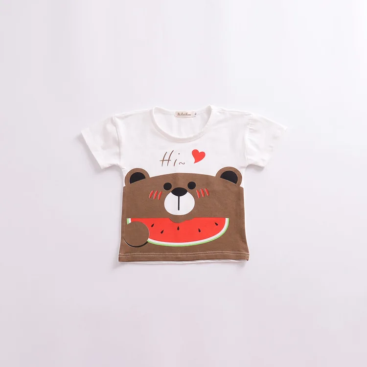 Модная Летняя Детская футболка с короткими рукавами детские хлопковые топы с принтом радуги и медведя для мальчиков и девочек, милая детская одежда