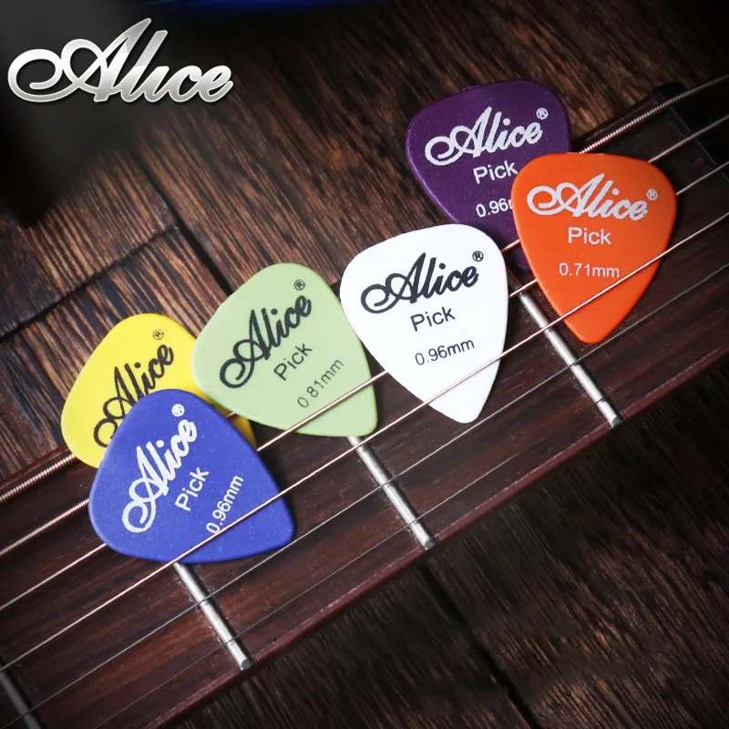 100pcs Alice Non-slip ABS Guitar Picks Plectrum Gauge 0.58/ 0.71/0.81/ 0.96/1.20/ 1.50mm Color Random Guitar Parts Accessories