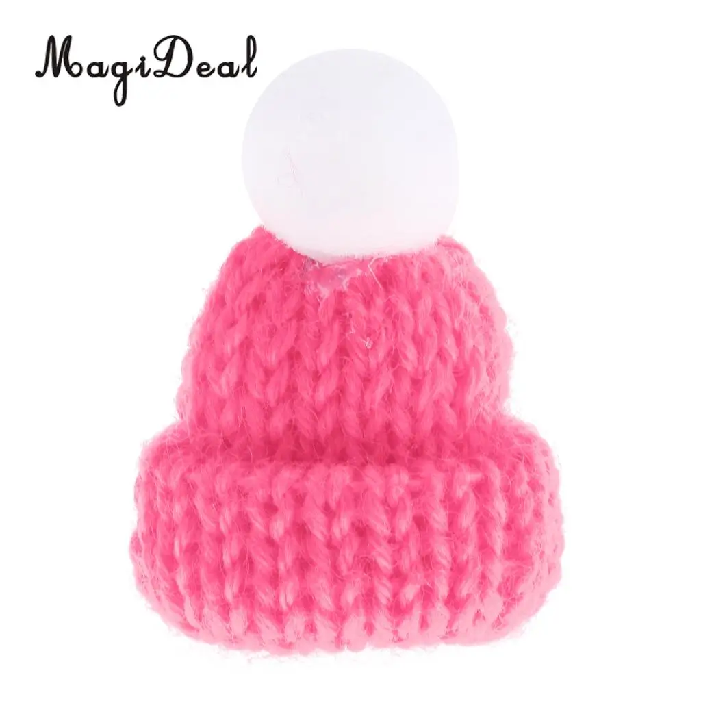 Lovely Miniature Mini Knit Hats for 1:12 Scale Dollhouse Miniature Home Shop Accessories Dolls House Interior Decoration Red