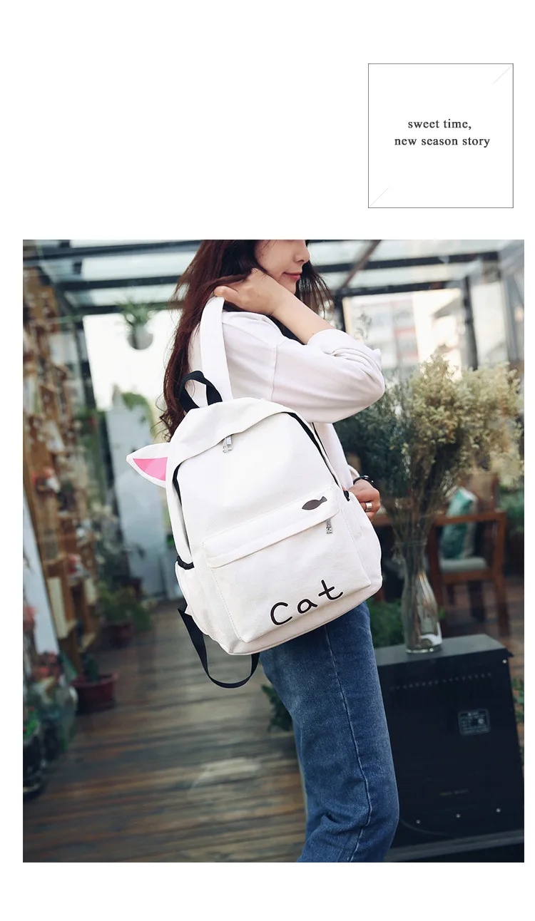 HISUELY Fashion Canvas Backpack Cartoon Rabbit Ears Back pack Women Casual Students School Bags Student Rucksack Collenge Style best stylish backpacks for college