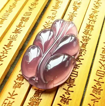 

Natural emperor purple agate golden branch jade leaf pendant cb26#