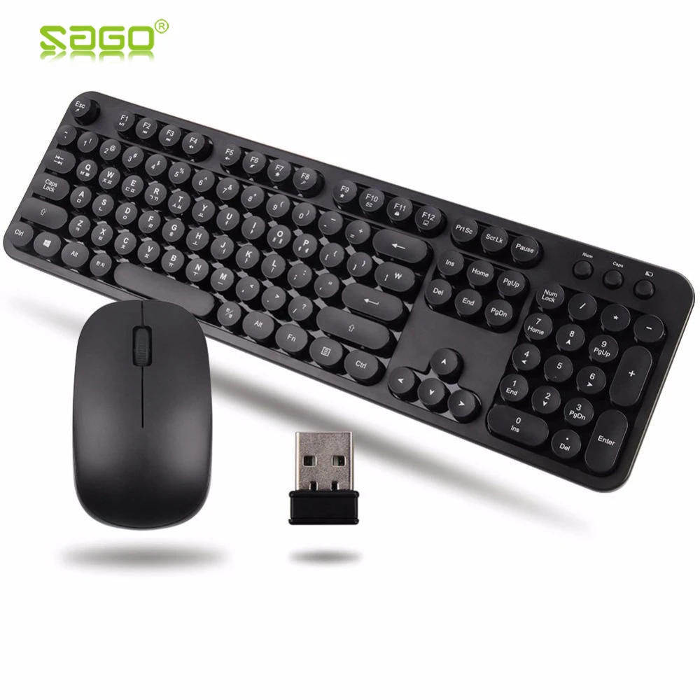 

Wireless Keyboard and Mouse 2.4GHz Full-Size Keyboard and Cordless Mouse with Comfortable Round Keycaps for Computer Laptop Mac