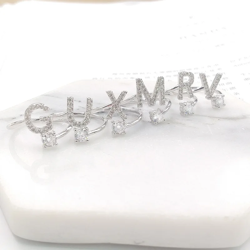 DIY регулируемое кольцо серебряное обручальное для женщин креативное A Z с