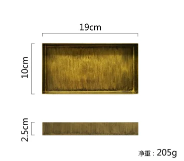 Винтажный Золотой поднос металлический железный прямоугольник тарелка украшение дома реквизит для фотосъемки геометрический старый поднос для закусок - Цвет: S